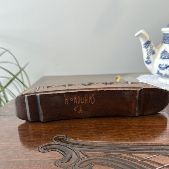 Vintage Hand-Carved Wooden "Bookworm" Desk Organizer / Letter & Card Holder - Picture 6 of 8
